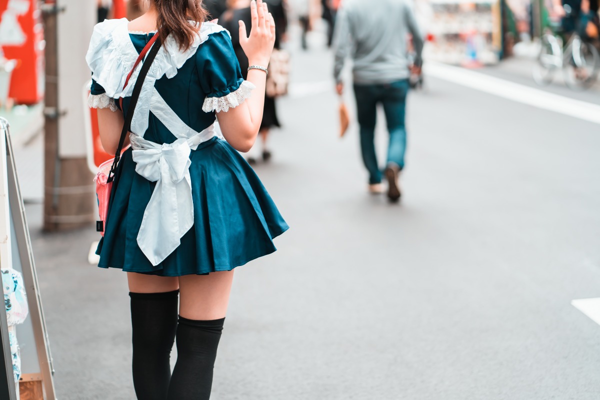 A maid handing out flyers in Akihabara, Tokyo.