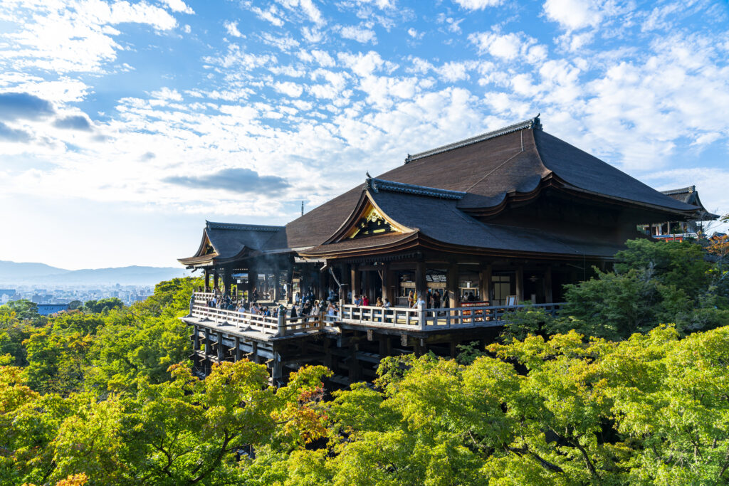 夏の青々とした木々と清水寺