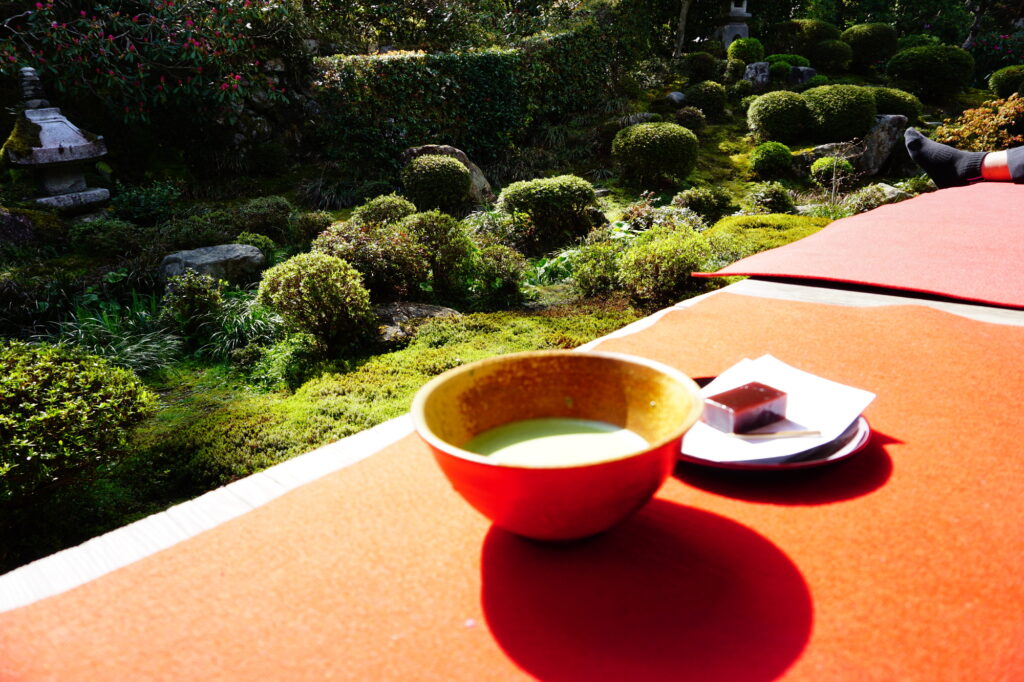 緑溢れる日本庭園と抹茶