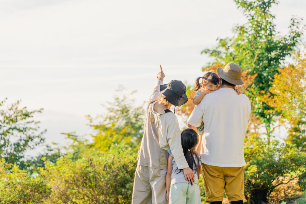 家族と一緒に紅葉観光
