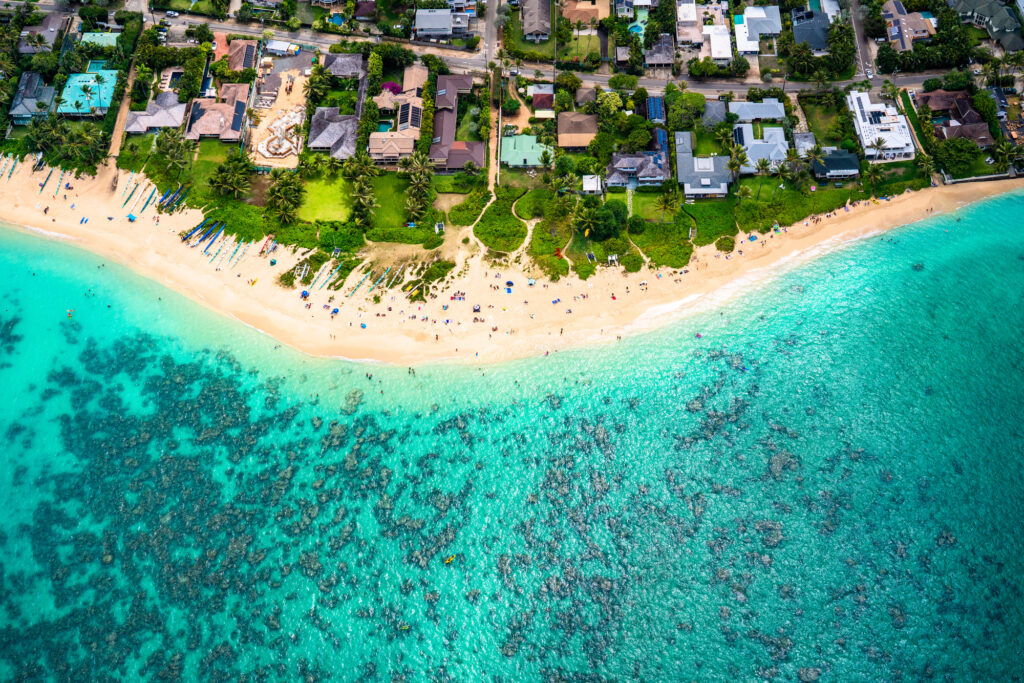 ラニカイビーチ・オアフ島の航空写真