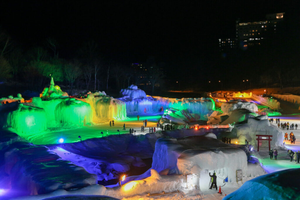 夜の層雲峡温泉