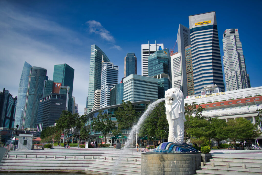 シンガポール人気観光スポットのマーライオン