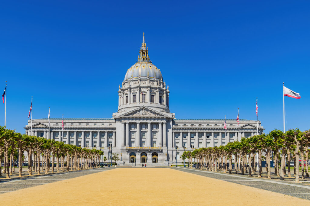 Sunny view of the San Francisco City Hall