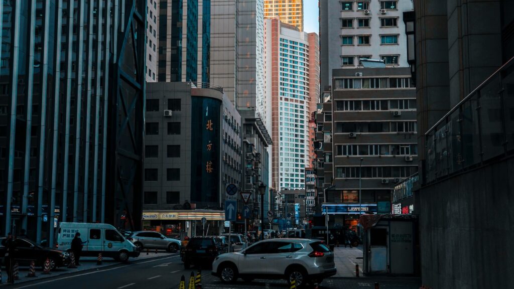 大連の市街地と広場