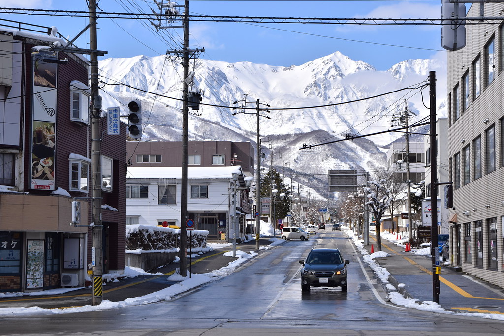 雪が積もった白馬の街並み