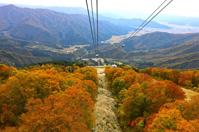 八海山ロープウェーからの見える秋の紅葉