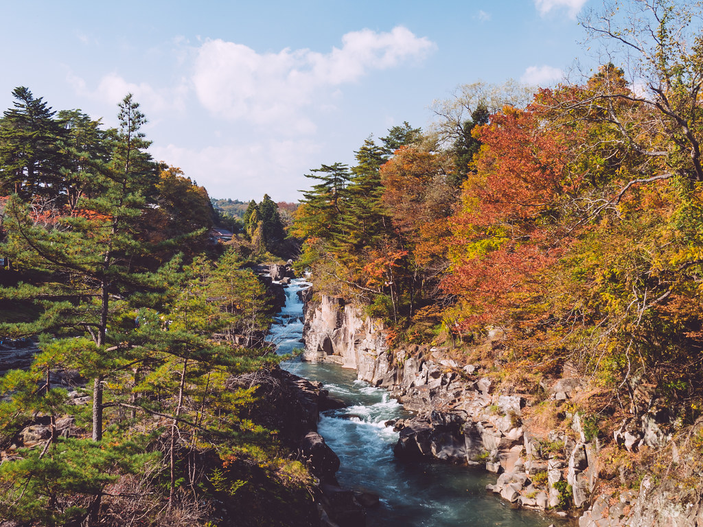 厳美渓の紅葉の見ごろ