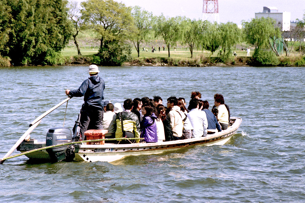 矢切の渡しを楽しむ人