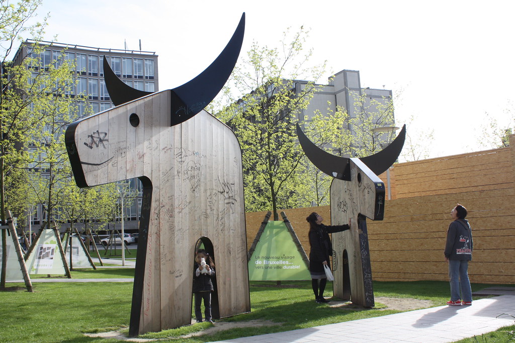 ブリュッセルの大聖堂前広場にて