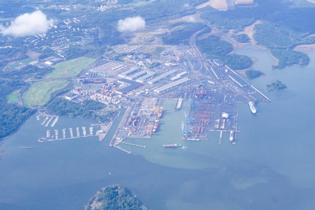 フィンランドのヘルシンキ上空