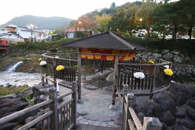 修善寺のシンボルである独鈷の湯でリラックス