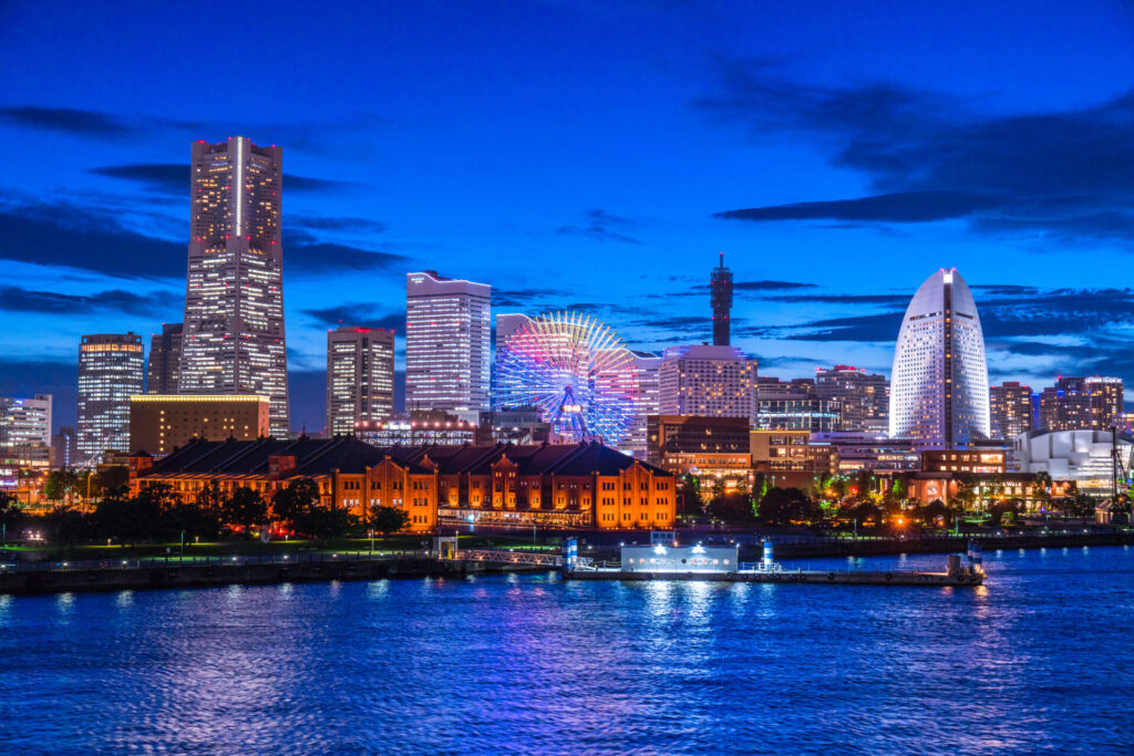 横浜の夜景とサンセット