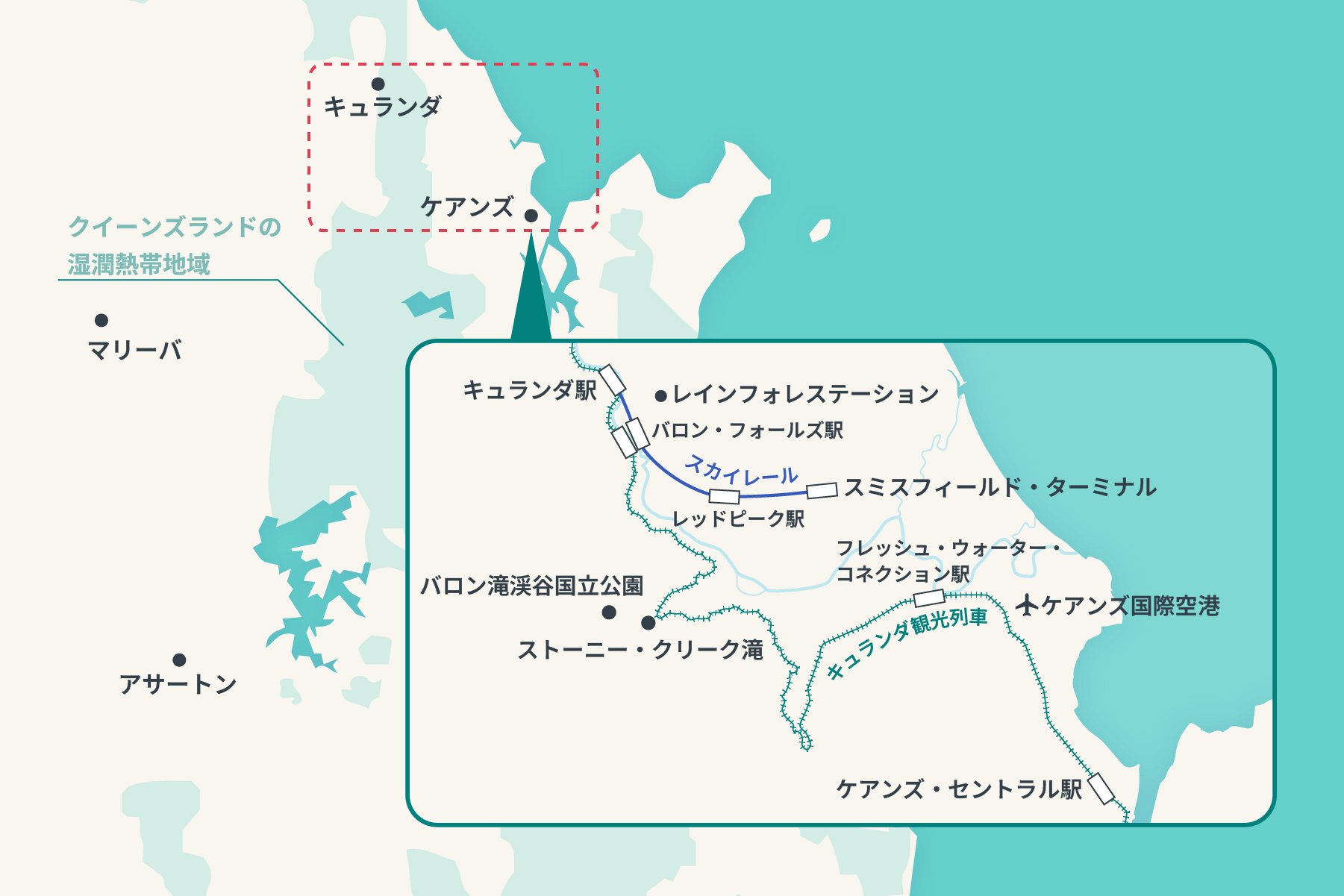 キュランダ観光列車周辺MAP