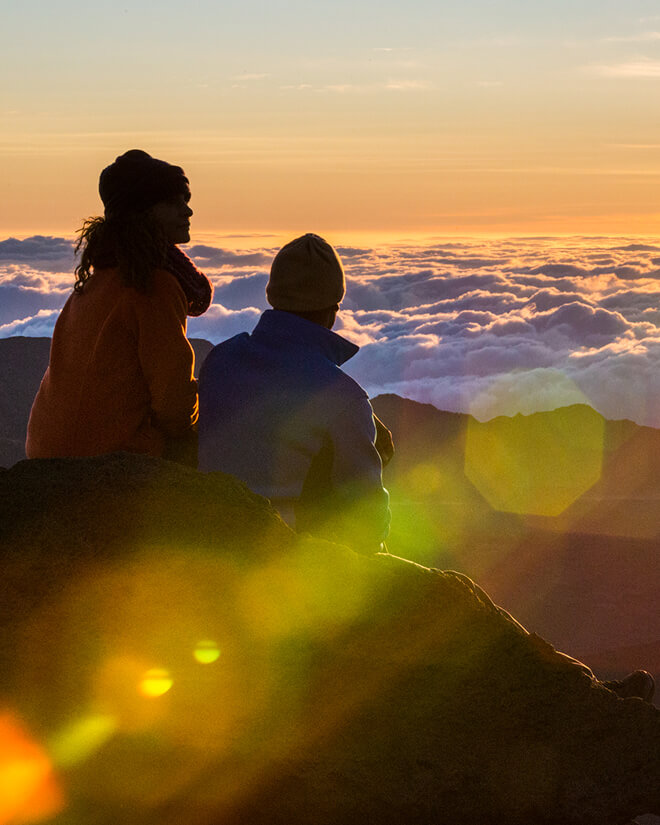 ハレアカラ山 朝日